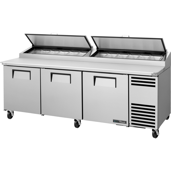 TPP-AT2-93-HC Solid Door Pizza Prep Table with Angled Top Version 2 and Hydrocarbon Refrigerant