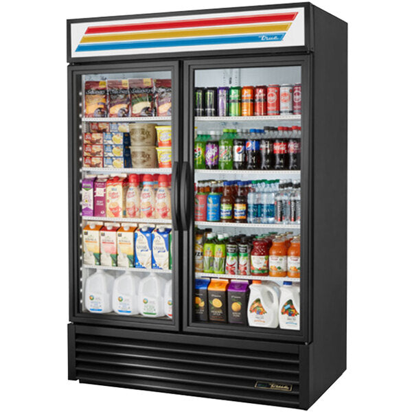 Black Refrigerated Glass Door Merchandiser with LED Lighting